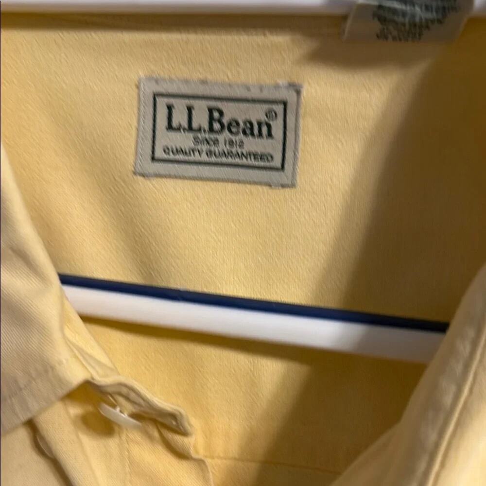 Vintage L.L. Bean Mens 2XLT Button Down Shirt Yellow Long Sleeve Big & Tall - Picture 4 of 9